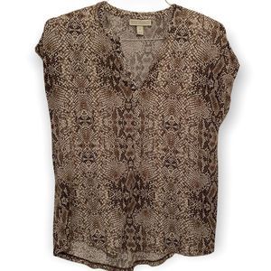 Dana Buchman Snakeskin Brown Patterned Short Sleeve Top S (A-030)